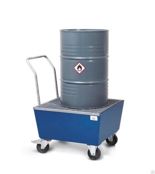 Тележка с антистатическими колесами,   со сточным поддоном 225 л под 1 х 205 л бочку